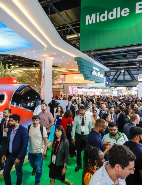 A large crowd gathered at the Arabian Travel Market in Dubai