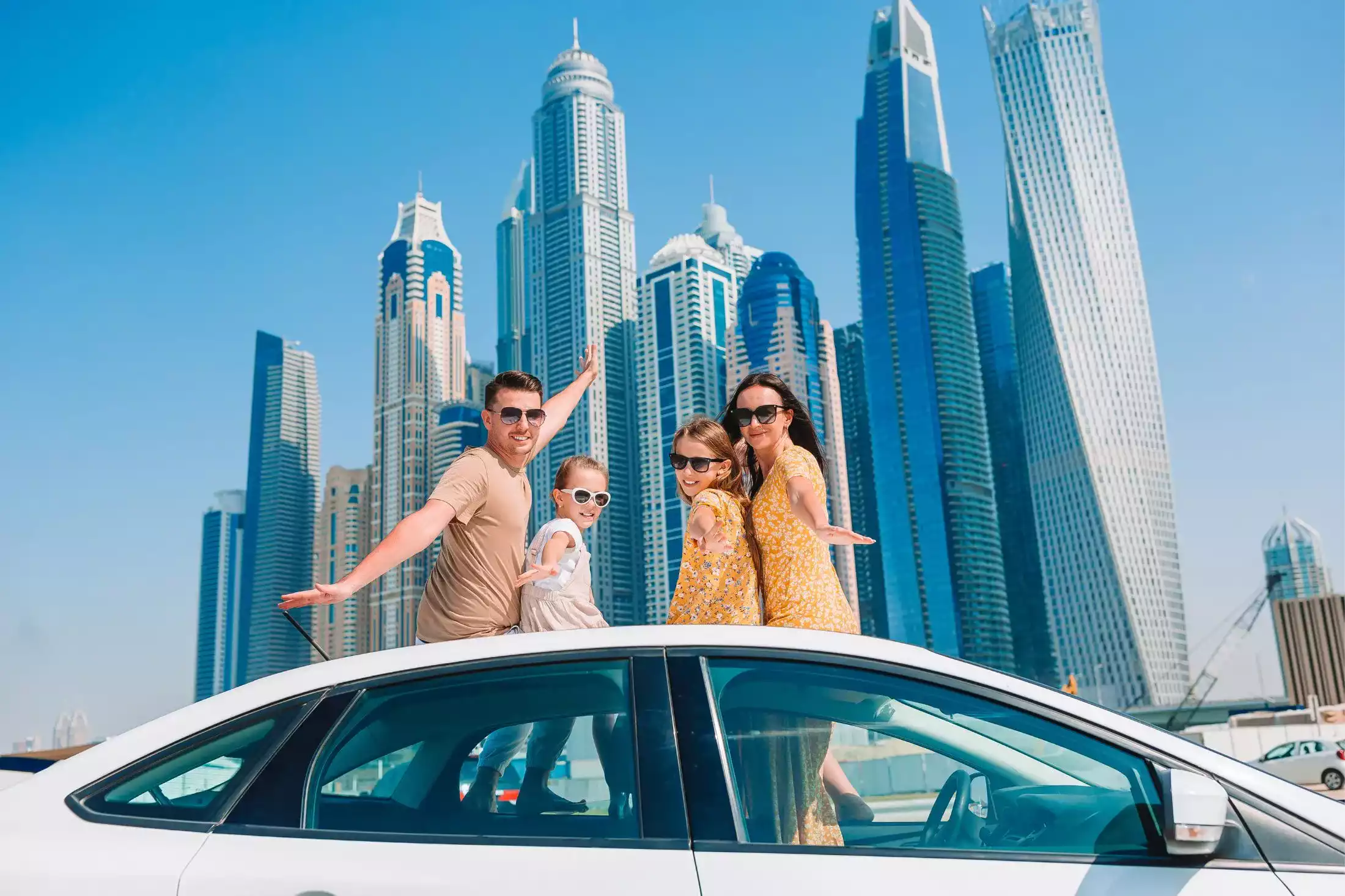 Family having great time on a sunny day in Dubai
