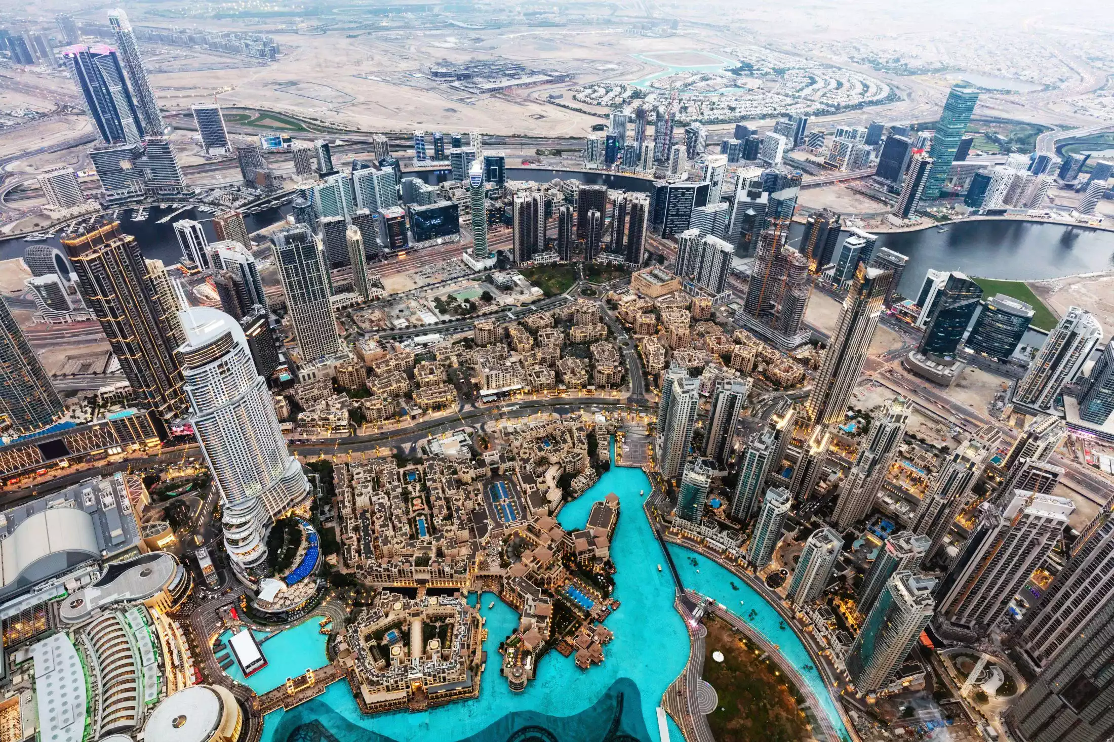 Aerial rooftop view from Burj Khalifa